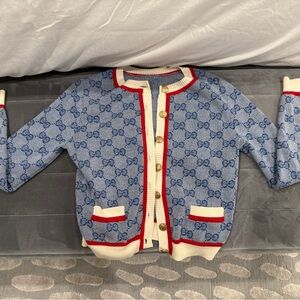 Gucci Blue and White Knit Fabric